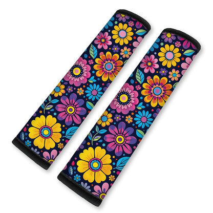 2Pcs Rainbow Skull Soft Auto Seat Belt Cover Pad 11" x 2.4"