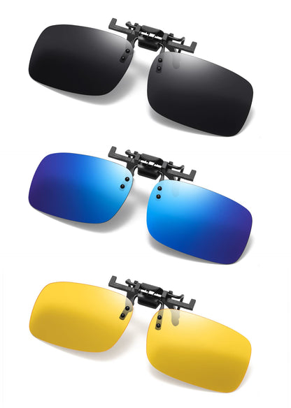 Clip on Flip up Polarized Lens For Prescription Glasses UV Protection Sunglasses (Clear lenses not Polarized)