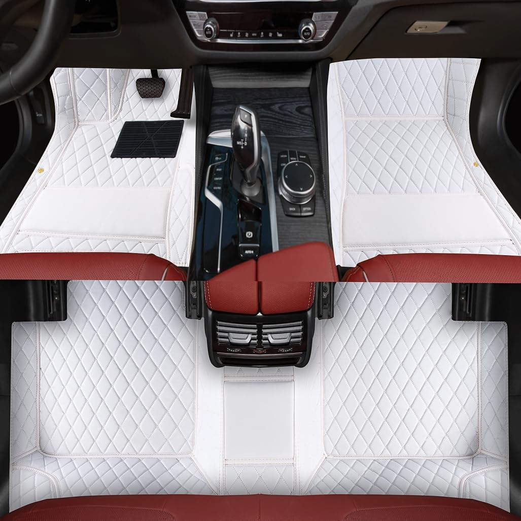 Custom Personalized Floor Mats for Cars，Luxury Full Coverage All Weather Car Floor Mats，Anti-Slip Leather Car Mat Set ，Custom Floor Mats for 99% of Cars, Trucks & SUVs (Pure Black)