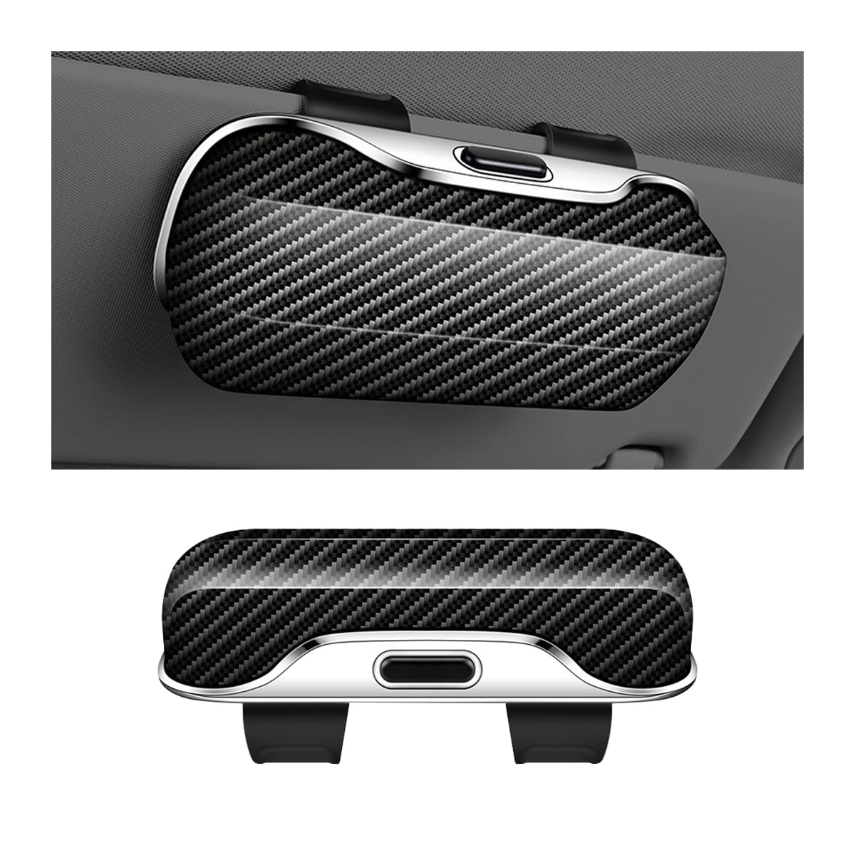 Zipelo 7.09 x 2.56 Inch Car Sun Visor Sunglasses Case, Black