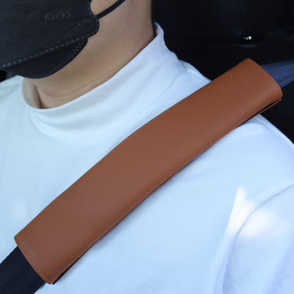 Car Seat Belt Covers for Adults Soft Leather Safety Seatbelt Shoulder Pad Neck Cushion Protector Comfortable Driving Car Accessories Truck SUV Airplane Backpack (SC01Brown-9in-2Pack)