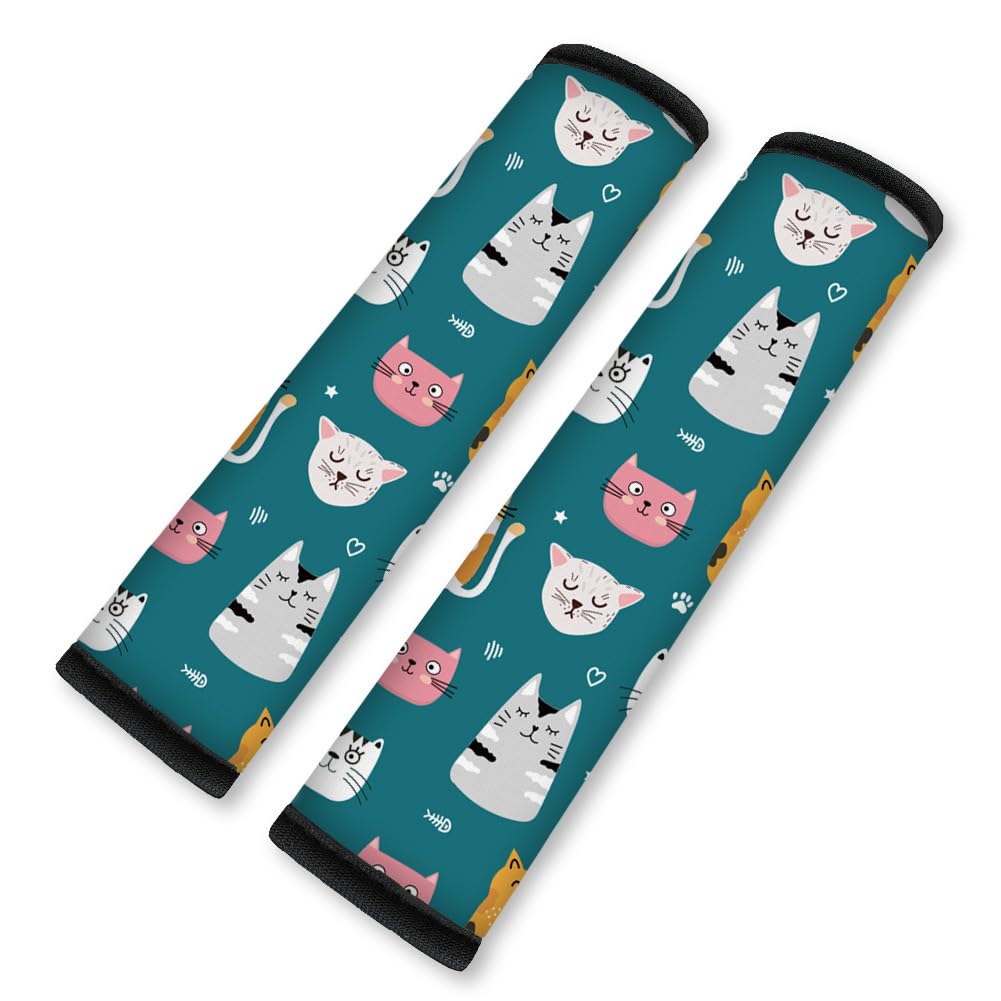 2Pcs Rainbow Skull Soft Auto Seat Belt Cover Pad 11" x 2.4"
