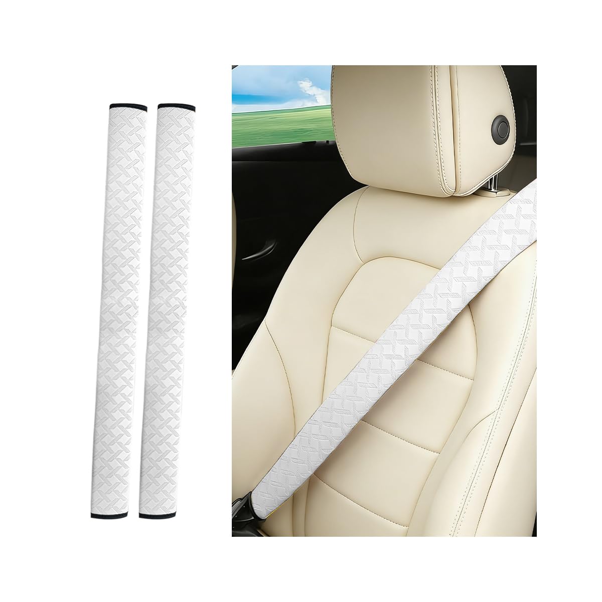 2PCS Car Seat Belt Cover Leather Shoulder Cushion Pad Pink