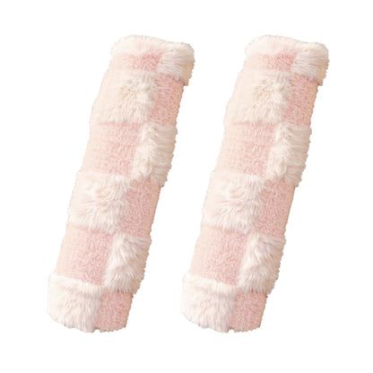 2PCS White Checkered Soft Auto Rubber Seat Belt Cover Seatbelt Shoulder Pad for A More Comfortable Driving,Suitable for Car Interior Accessorie