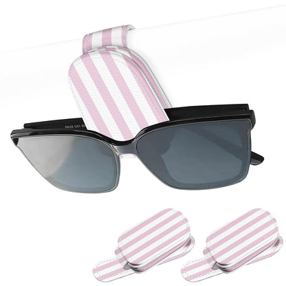 2 Pack Magnetic Leather Sunglass Holder, Universal Magnetic Car Eyeglass Hanger Clip for Different Size Eyeglasses, Car Visor Accessories (Black Plaid)