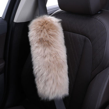 13.4inch 2 Pack Fluffy Sheepskin Seat Belt Cover Pads | Seatbelt Cushions