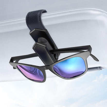 Veharvim One-Handed-Operation Sunglasses Holder for Car, Visor Sunglass Holder Clip, Car Accessories Interior, Universal Fit Silicone Padded Visor Sunglass Holder Car, Unmatched Durability (4 Pack)