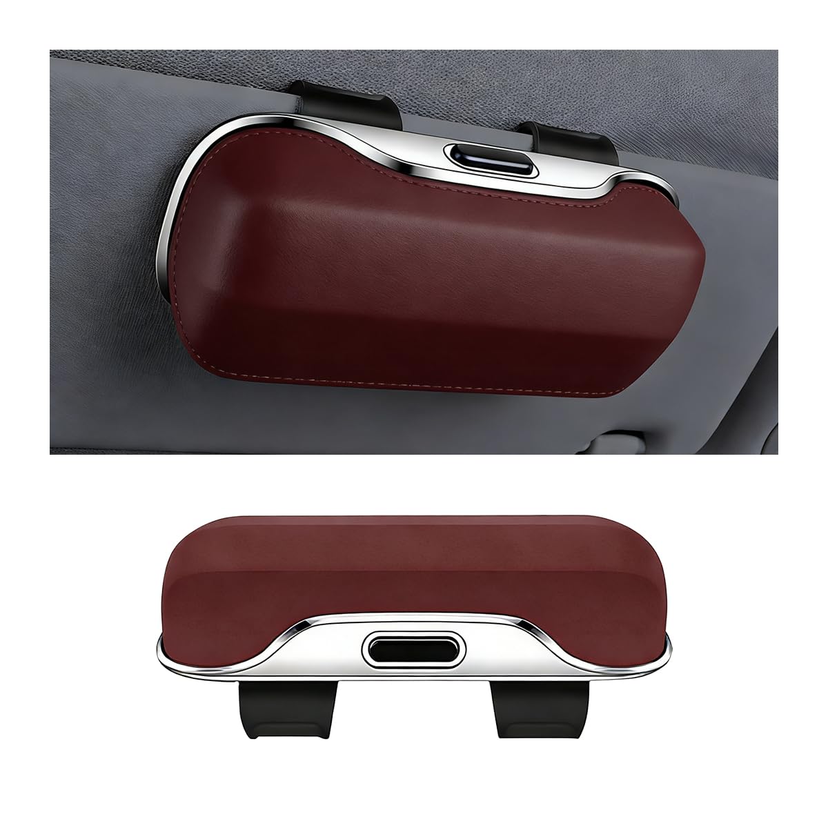 Zipelo 7.09 x 2.56 Inch Car Sun Visor Sunglasses Case, Black