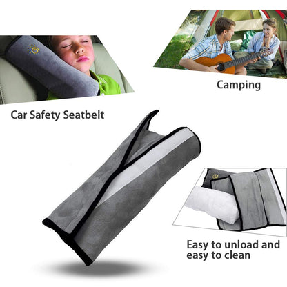Gray Seat Belt Pillow for Kids 2PC, Seatbelt Pillow for Child Travel, Seat Belt Pillow for Toddler Head Protector, Shoulder Pad for Car Safety Seatbelt, Car Sleeping Seat Belt Pillow Support