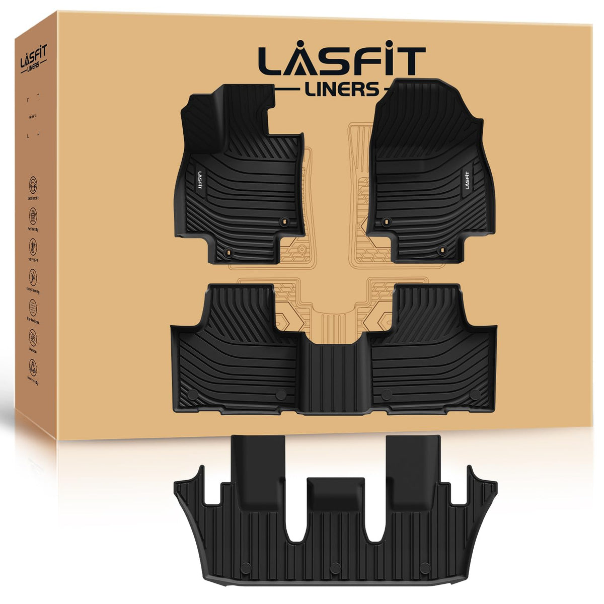 LASFIT Floor Mats for Toyota 4Runner 2013-2024 & for Lexus GX460 2014-2023