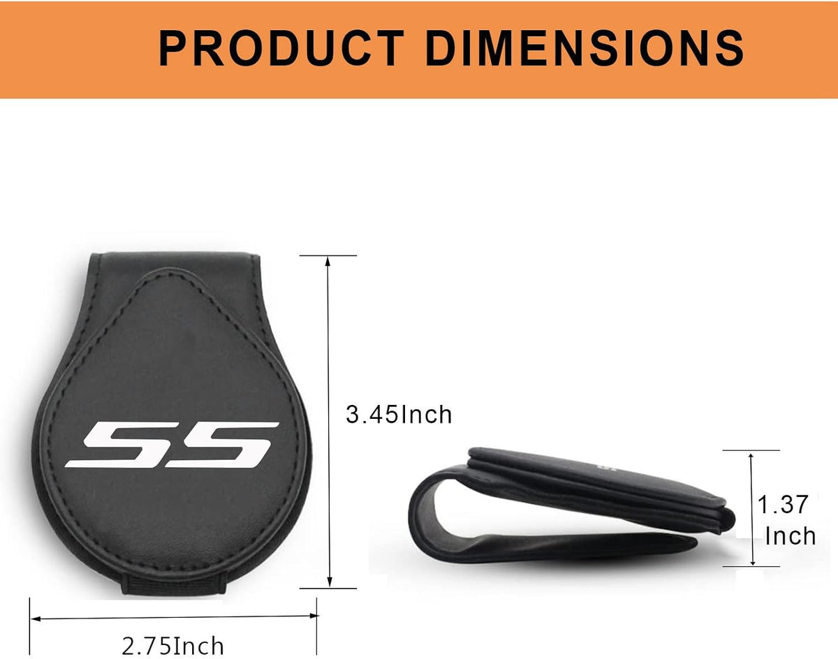 Car Sunglasses Holder for Chevy Camaro SS Car Sun Visor Leather Glasses Sunglass Clip Magnetic Eyeglass Hanger Mount Car Accessories for SS Owners