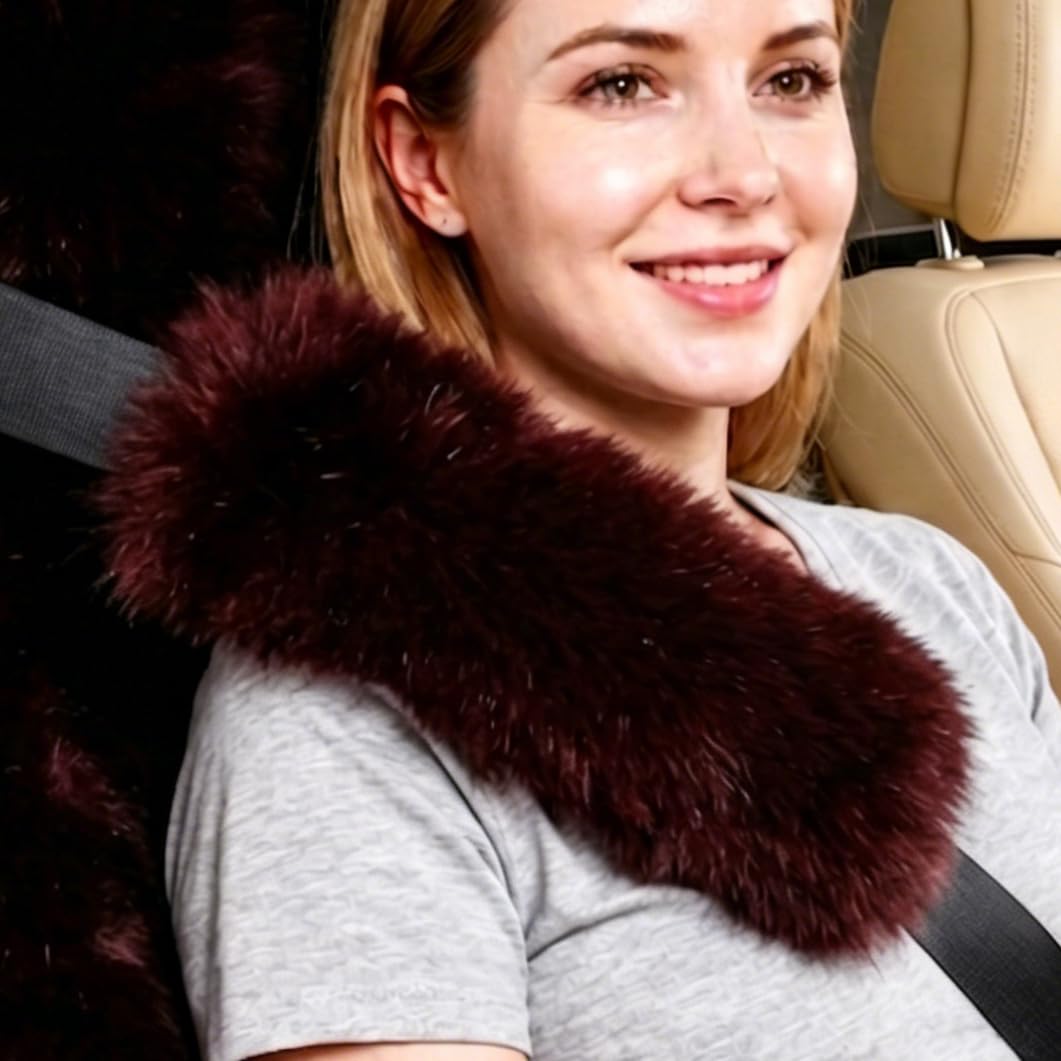 OGLAND 2 Pack Sheepskin Car Seat Belt Cover Pads | Wool Seatbelt Cushions