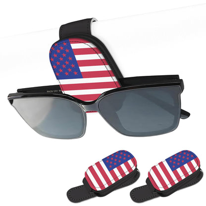 2 Pack Magnetic Leather Sunglass Holder, Universal Magnetic Car Eyeglass Hanger Clip for Different Size Eyeglasses, Car Visor Accessories (Black Plaid)