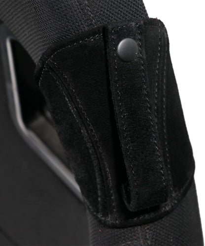 1X Racing Bucket Seat Belt Guide Seatbelt Holder Protector,Suede Leather (Black Leather/Black Stitching)