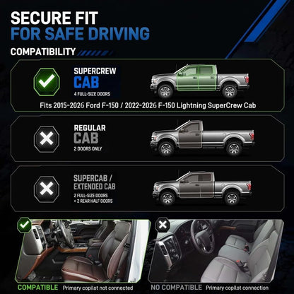 OEDRO Floor Mats Fit for 2015-2026 Ford F150 Super Crew Cab