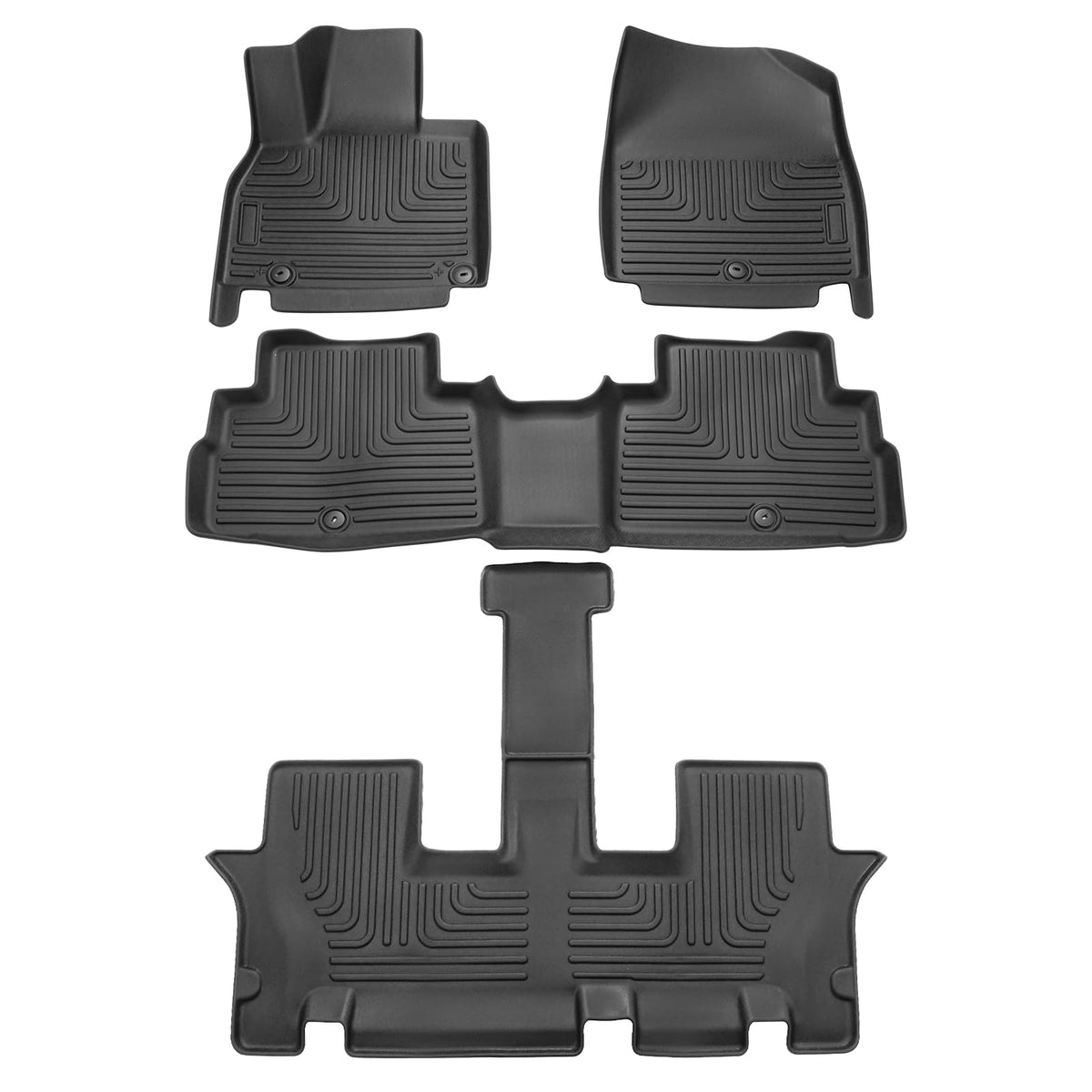 Powerty Floor Mats for 2019-2024 2025 Toyota RAV4 Accessories All Weather Floor Liner 3D TPO 1st & 2nd Row Floor Mat Heavy-Duty Floor Liners(FIT All Models)