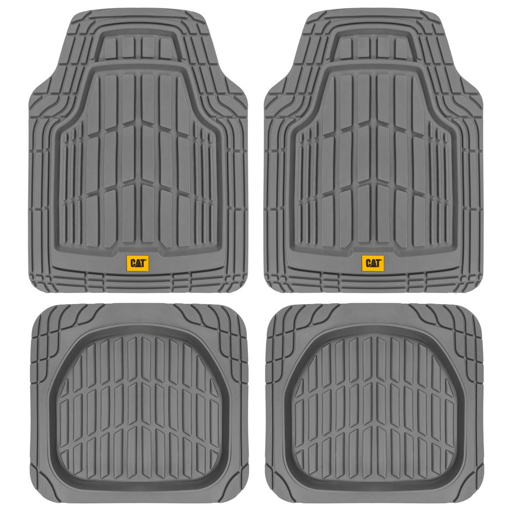 Cat® ToughRide™ Heavy-Duty 3 Piece Rubber All Season Floor Mats for Car Truck Van SUV, Black - Premium Trim to Fit Cars Floor Mat, All Weather Deep Dish Automotive Floor Mats, Total Dirt Protection