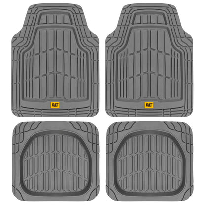 Cat® ToughRide™ Heavy-Duty 3 Piece Rubber All Season Floor Mats for Car Truck Van SUV, Black - Premium Trim to Fit Cars Floor Mat, All Weather Deep Dish Automotive Floor Mats, Total Dirt Protection