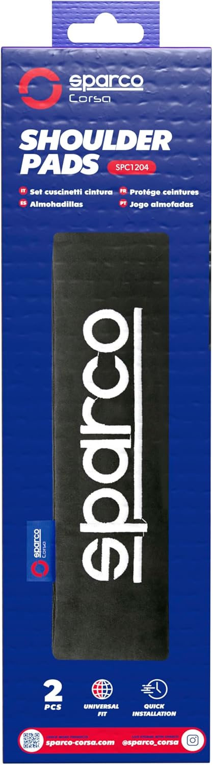 Sparco SPC1204RD Seat Belt Padding Protector Car Travel, 2 Units, Rosso, Red