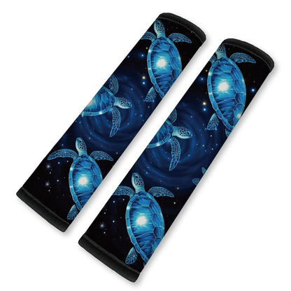 2Pcs Soft Auto Seat Belt Cover Pad Neon Galaxy Sea Turtle Print Colorful Car Seatbelt Shoulder Cushion for Comfortable Driving, Compatible with All Cars' Seatbelt and Backpack Straps
