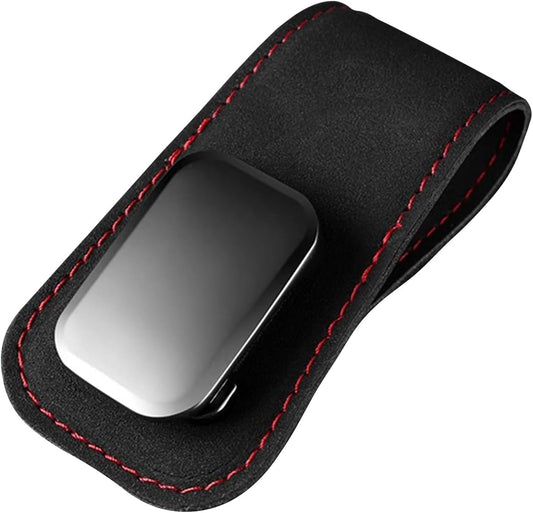 Suede Car Visor Sunglass Holder for Porsche 718 911 991 992 996 997 Boxster Cayman Carrera Taycan, Metal Clip Organizer Eyewear Holder Car Accessories for Sunglasses,Black