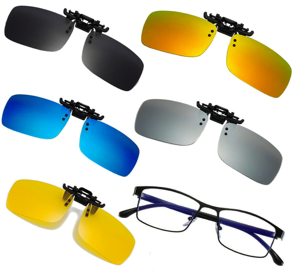 Clip on Flip up Polarized Lens For Prescription Glasses UV Protection Sunglasses (Clear lenses not Polarized)