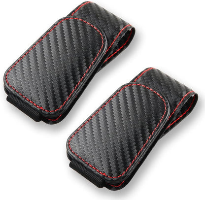 2Pcs Sunglass Holder for Car, Magnetic Leather Eyeglass Hanger Clip for Car Sun Visor, Sunglasses Holder and Ticket Card Clip for Car Visor Accessories (Carbon Fibre Black)