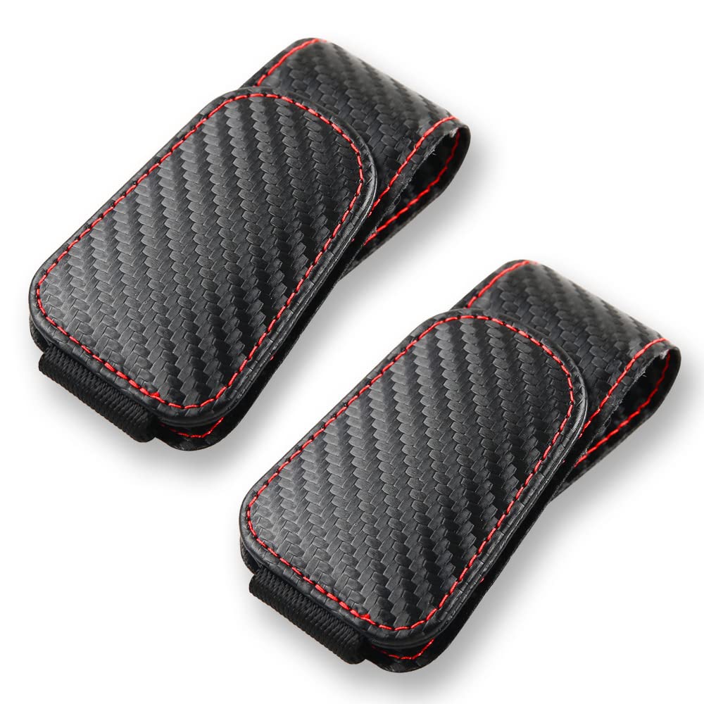 2Pcs Sunglass Holder for Car, Magnetic Leather Eyeglass Hanger Clip for Car Sun Visor, Sunglasses Holder and Ticket Card Clip for Car Visor Accessories