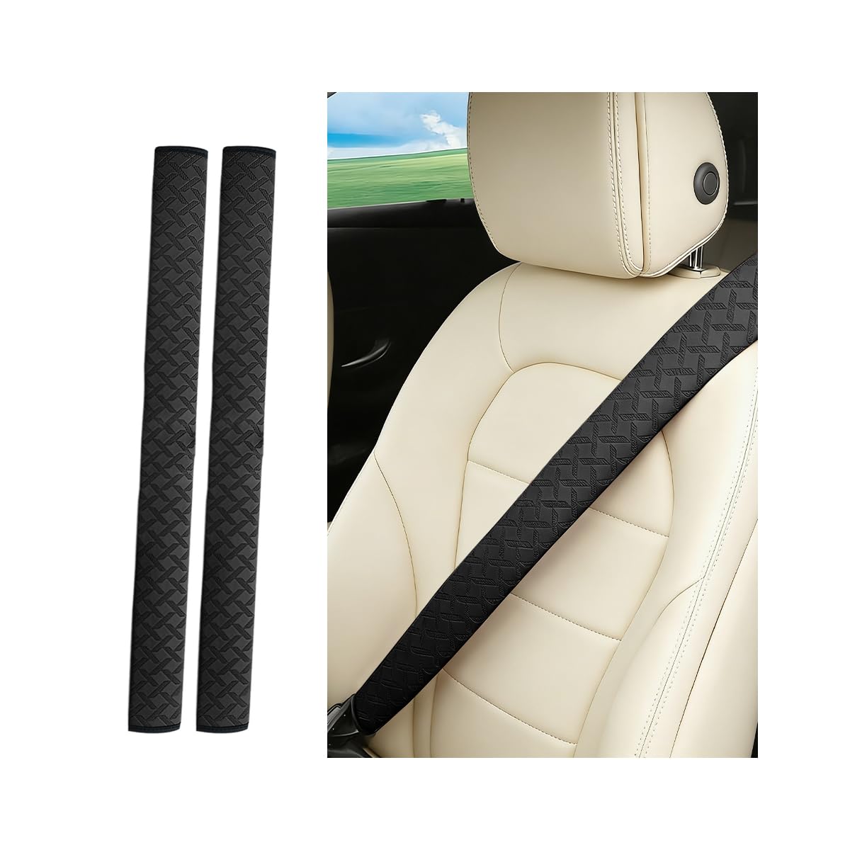 2PCS Car Seat Belt Cover Leather Shoulder Cushion Pad Pink