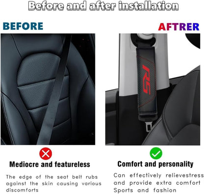 2Pcs Carbon Fiber Leather Seat Belt Cushions Shoulder Pad Soft for Camaro RS Equinox Malibu Traverse Blazer Cruze Trailblazer Trax Sonic Spark Accessories,Car Seat Belt Pads Safety Belt Cover Pad