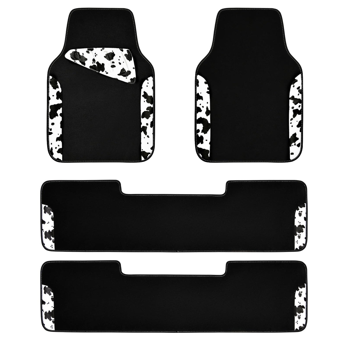 CAR PASS Waterproof Universal Car Floor Mats, Leopard Print Car Mats Fit for SUV,Vans,sedans, Trucks,Set of 4pcs Car Carpet with Driver Heel Pad and Nibs Backing, Leopard Car Accessories Gray Leopard