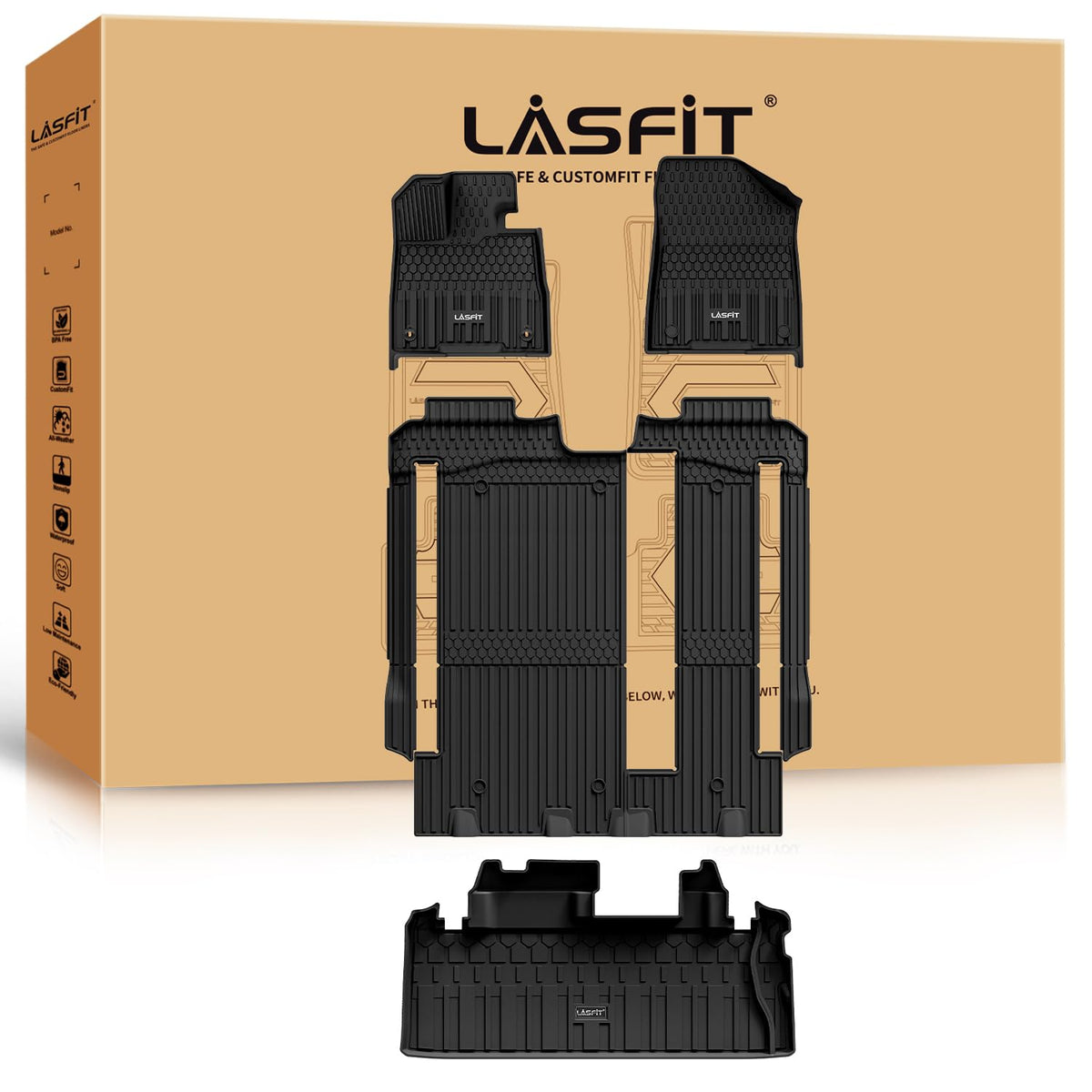 LASFIT Floor Mats for Toyota 4Runner 2013-2024 & for Lexus GX460 2014-2023