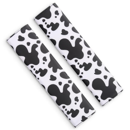 2 PCS Seat Belt Cover Pad, Soft and Cute Seat Belt Protector, Universal Car Accessories and Interior Décor (Cow Print)