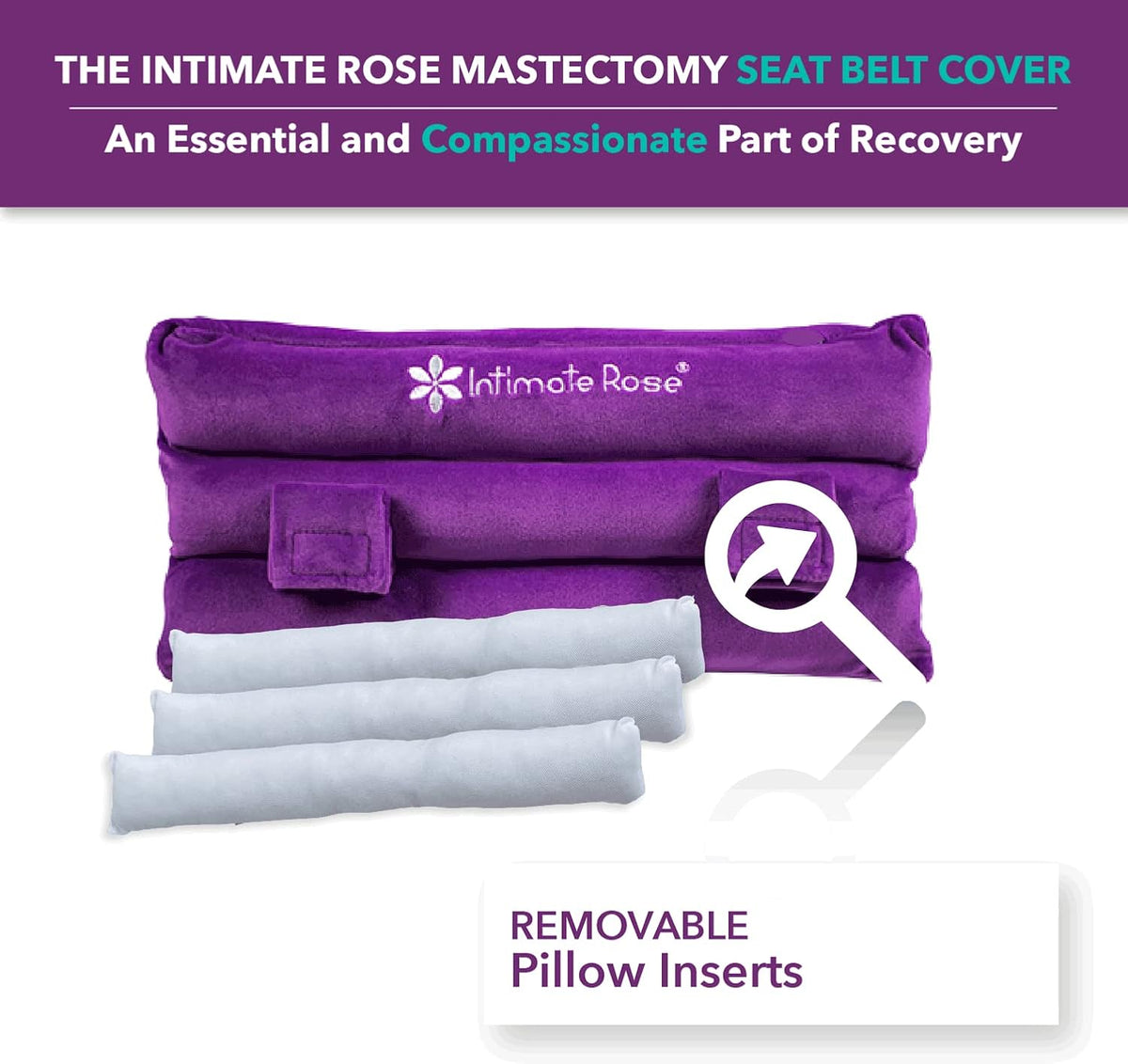 Intimate Rose Mastectomy Seatbelt Pillow - Seat Belt Pillow for Mastectomy Post-Surgery, Heart Surgery Recovery Support Cushion for Chest Chemo Port Pacemaker Bypass Hysterectomy Recovery Pillow