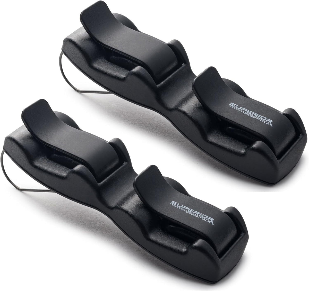 SUPERIOR ESSENTIALS Sunglass Holder for Car Visor Clip - Sun-Glasses Holder and Ticket Card Clips - Car Visor Accessories - Luxury Eyeglass Car Mount (Pack 2)