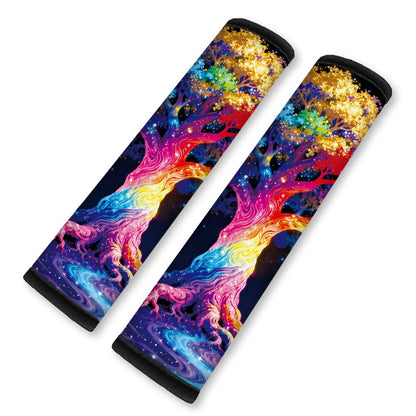 2Pcs Rainbow Skull Soft Auto Seat Belt Cover Pad 11" x 2.4"