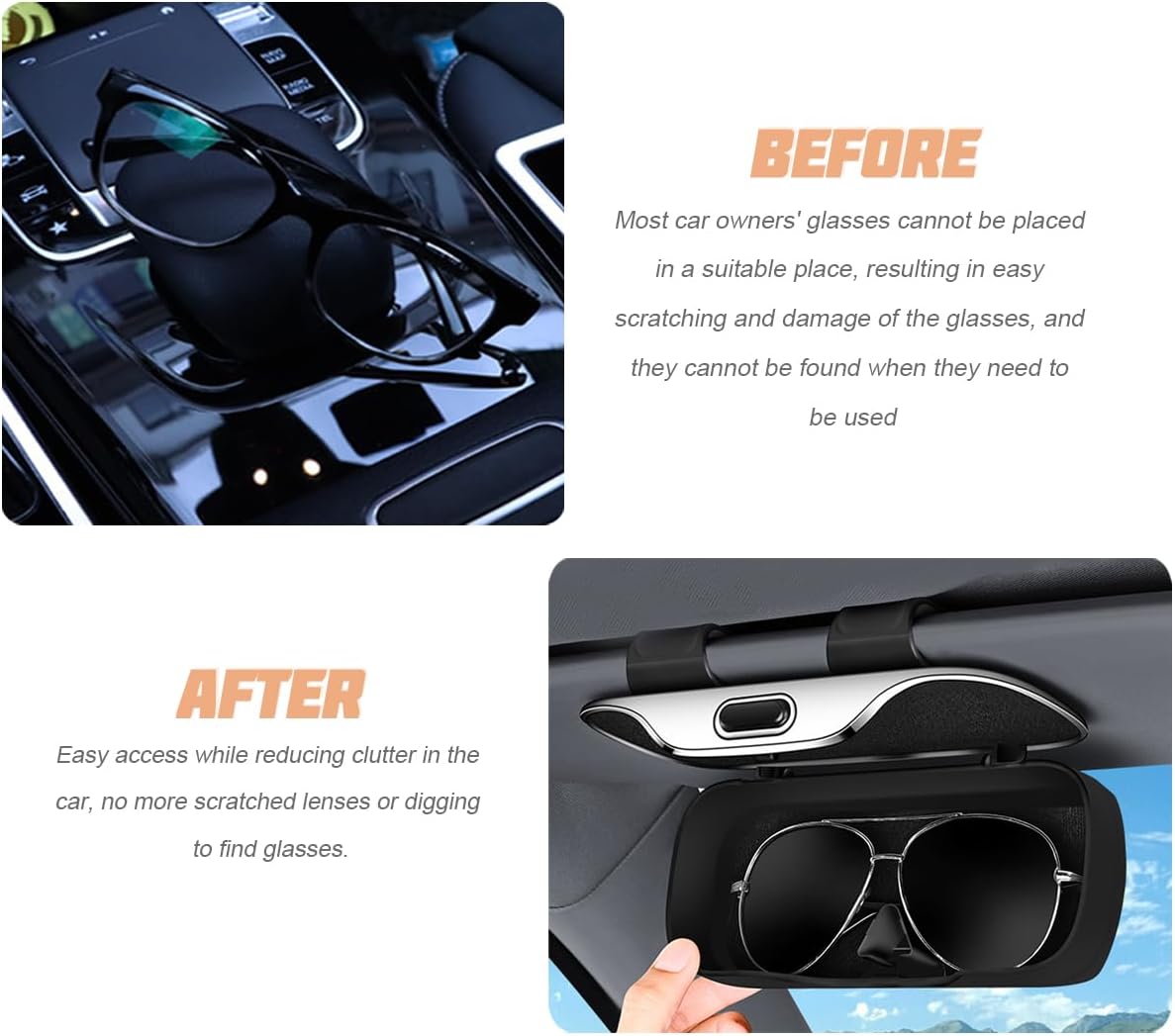 Zipelo 7.09 x 2.56 Inch Car Sun Visor Sunglasses Case, Black