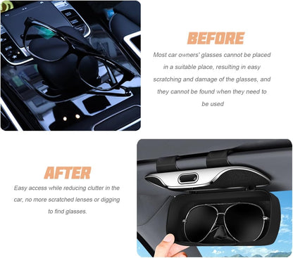 Zipelo 7.09 x 2.56 Inch Car Sun Visor Sunglasses Case, Black