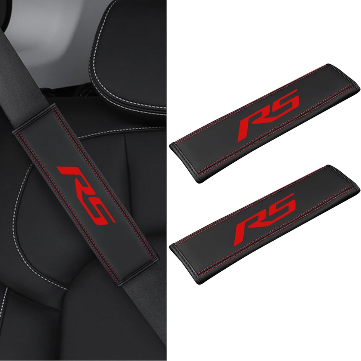 Designe for Camaro RS Seatbelt Cover Pad 2pack car Accessories Compatible with Camaro RS Shoulder Strap Protector with Comfortable Soft Leather. (HWZ-hjd-RS)