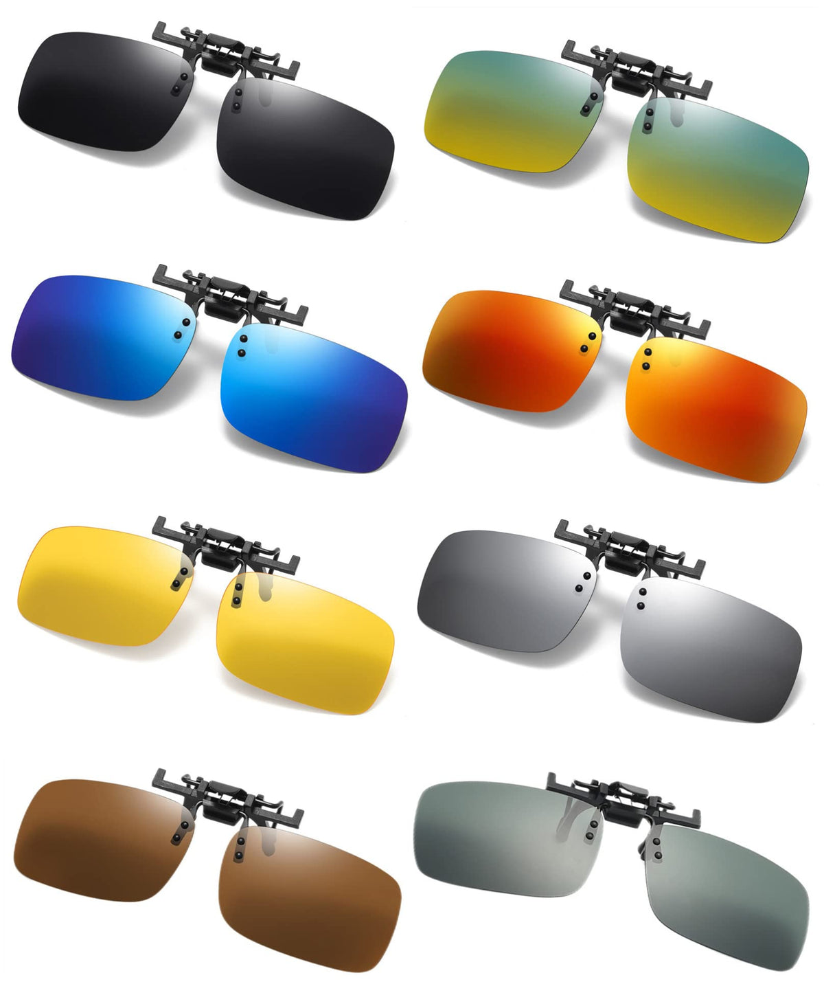 Clip on Flip up Polarized Lens For Prescription Glasses UV Protection Sunglasses (Clear lenses not Polarized)