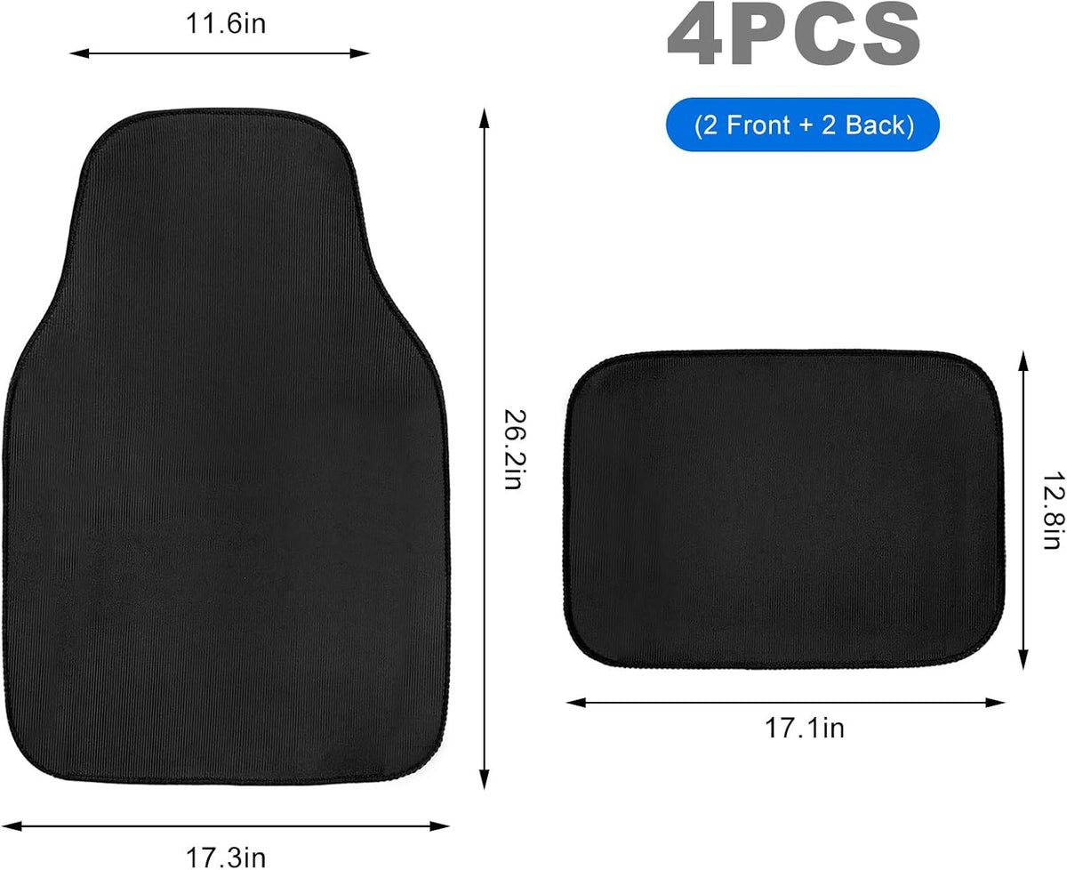 4 PCS Car Floor Mats, Waterproof Auto Rug Floor Pads Stylish Interior Accessories, Anti-Slip Front & Rear Carpet Mats Universal Protective Pads for Cars Trucks SUVs (Black)