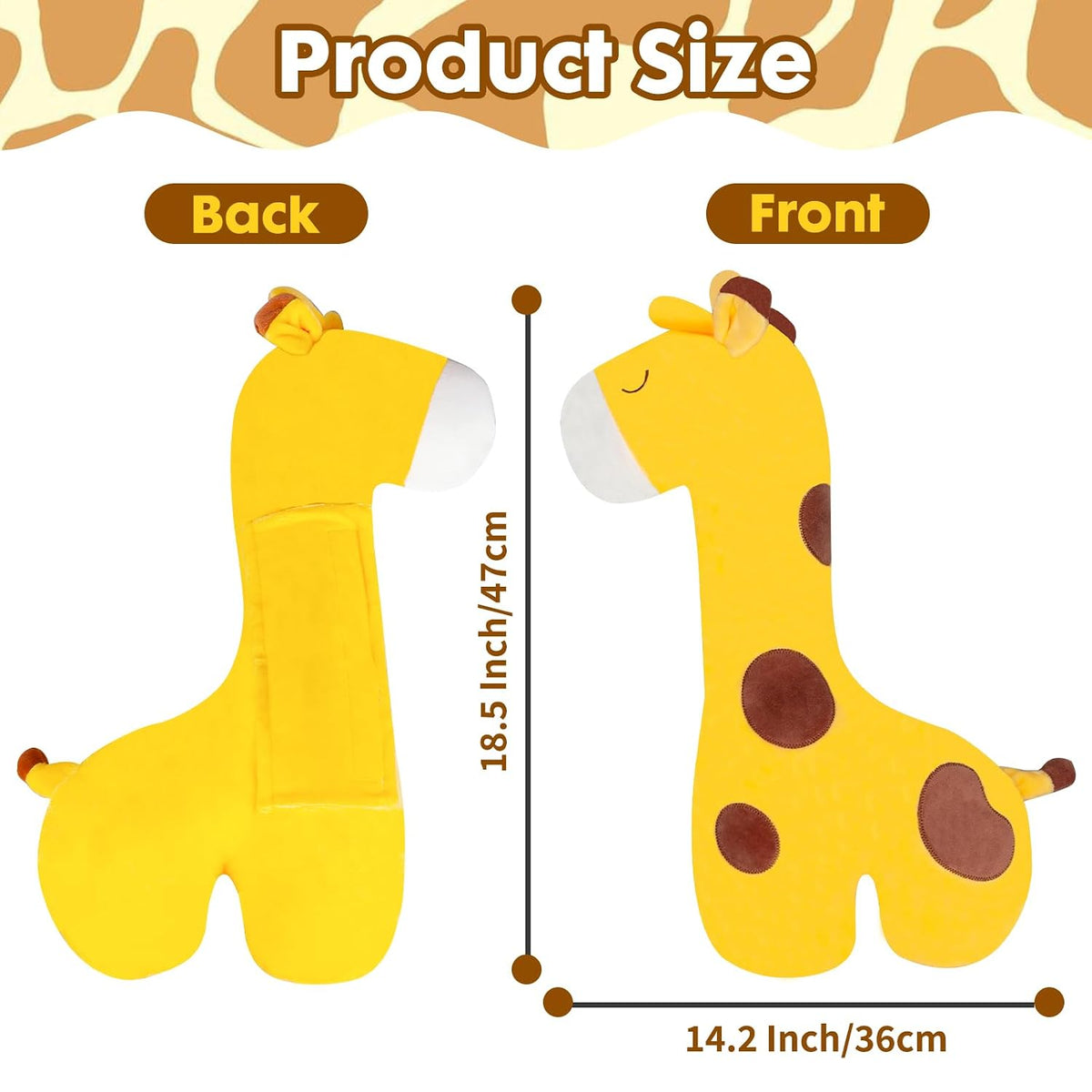 Seat Belt Cover Pillow for Kids, Car Seatbelt Cushion Shoulder Neck Support Protector Pad, Soft Stuffed Plush Travel Vehicle Safety Belts Strap Pillow for Boys and Girls Headrest (Giraffe)