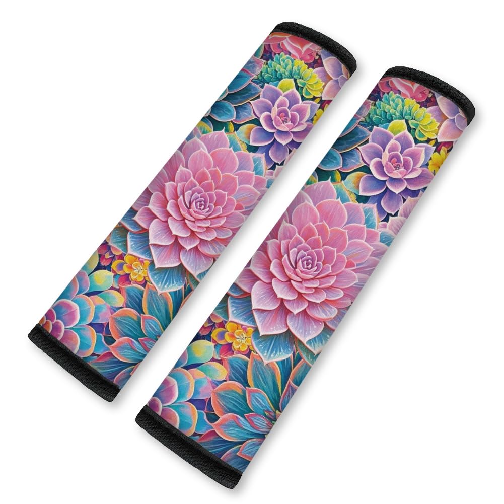2Pcs Soft Auto Seat Belt Cover Pad Neon Galaxy Sea Turtle Print Colorful Car Seatbelt Shoulder Cushion for Comfortable Driving, Compatible with All Cars' Seatbelt and Backpack Straps