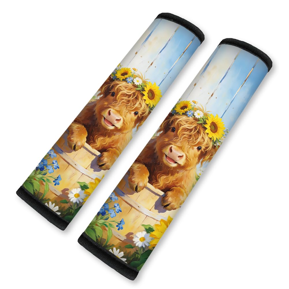 2Pcs Rainbow Skull Soft Auto Seat Belt Cover Pad 11" x 2.4"