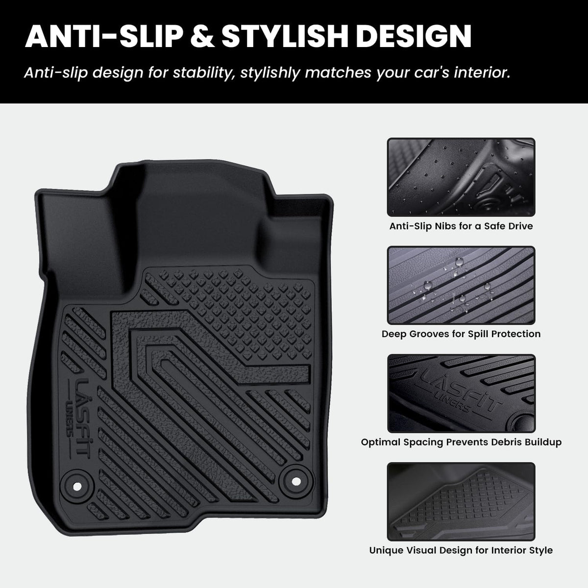 LASFIT All Weather Floor Mats for Honda Civic 2022-2026【Gasoline Sedan】