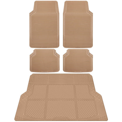 CAR PASS Rubber Floor Mats, All Weather Full Set 4-Piece, Waterproof Automotive Mats Trim to Fit Most Cars Sedans SUVs Vans, Heavy Duty Anti-Slip Easy Clean, All Black