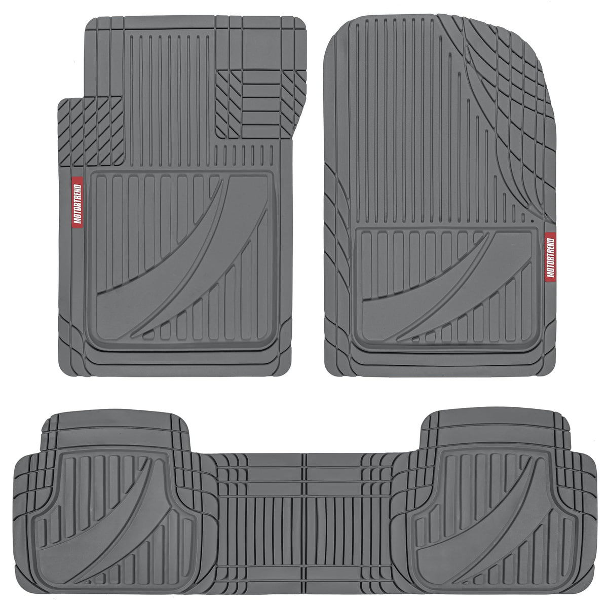 Motor Trend FlexTough™ Advanced Black Rubber Car Floor Mats – Heavy Duty Trim to Fit All Weather Floor Mats for Cars Truck SUV - Automotive Car Interior Floor Liner Protection - Universal Fit