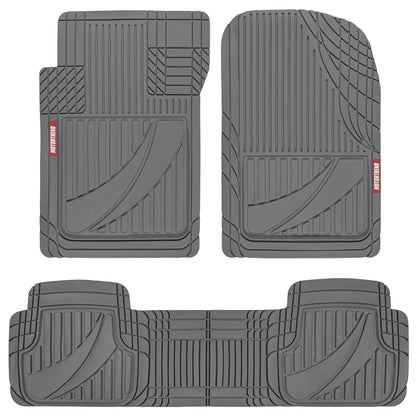 Motor Trend FlexTough™ Advanced Black Rubber Car Floor Mats – Heavy Duty Trim to Fit All Weather Floor Mats for Cars Truck SUV - Automotive Car Interior Floor Liner Protection - Universal Fit