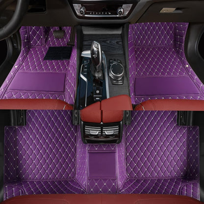 Custom Personalized Floor Mats for Cars，Luxury Full Coverage All Weather Car Floor Mats，Anti-Slip Leather Car Mat Set ，Custom Floor Mats for 99% of Cars, Trucks & SUVs (Pure Black)
