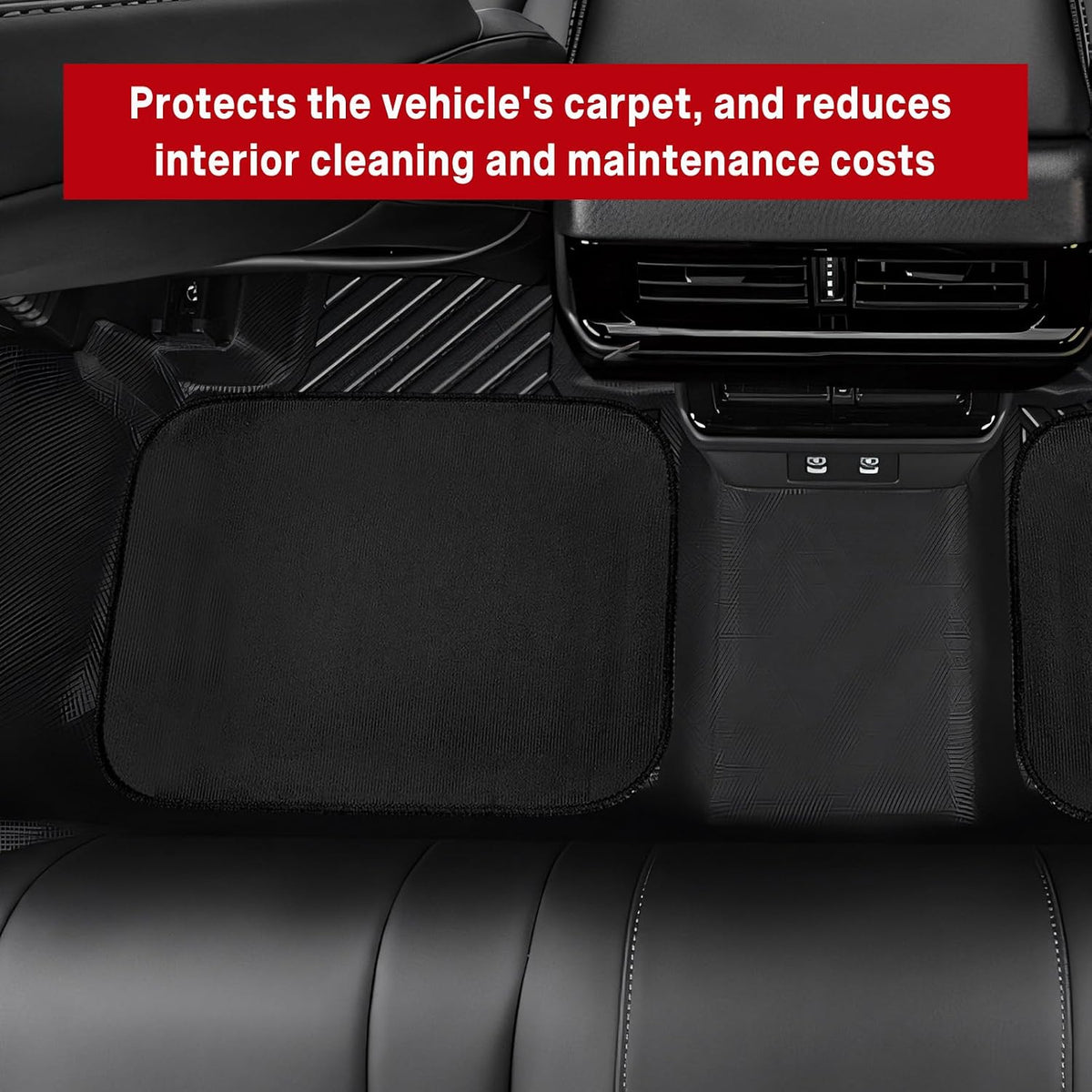 4 PCS Car Floor Mats, Waterproof Auto Rug Floor Pads Stylish Interior Accessories, Anti-Slip Front & Rear Carpet Mats Universal Protective Pads for Cars Trucks SUVs (Black)